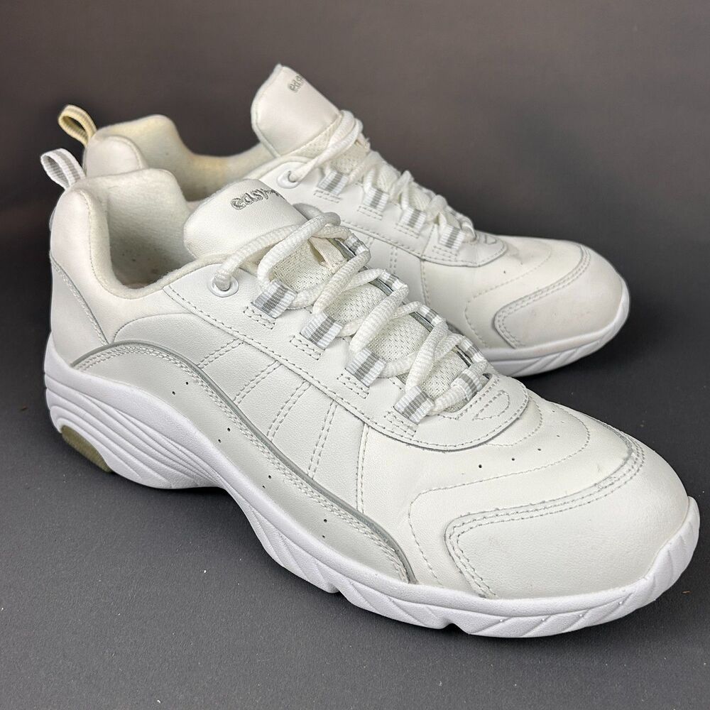 Womens White Easy Spirit Espunter Leather Walking Shoes Sneakers Size 9M